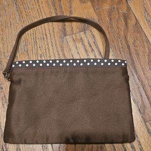 Henri Bendel Wristlet brown with white polka dots on top. NWOT